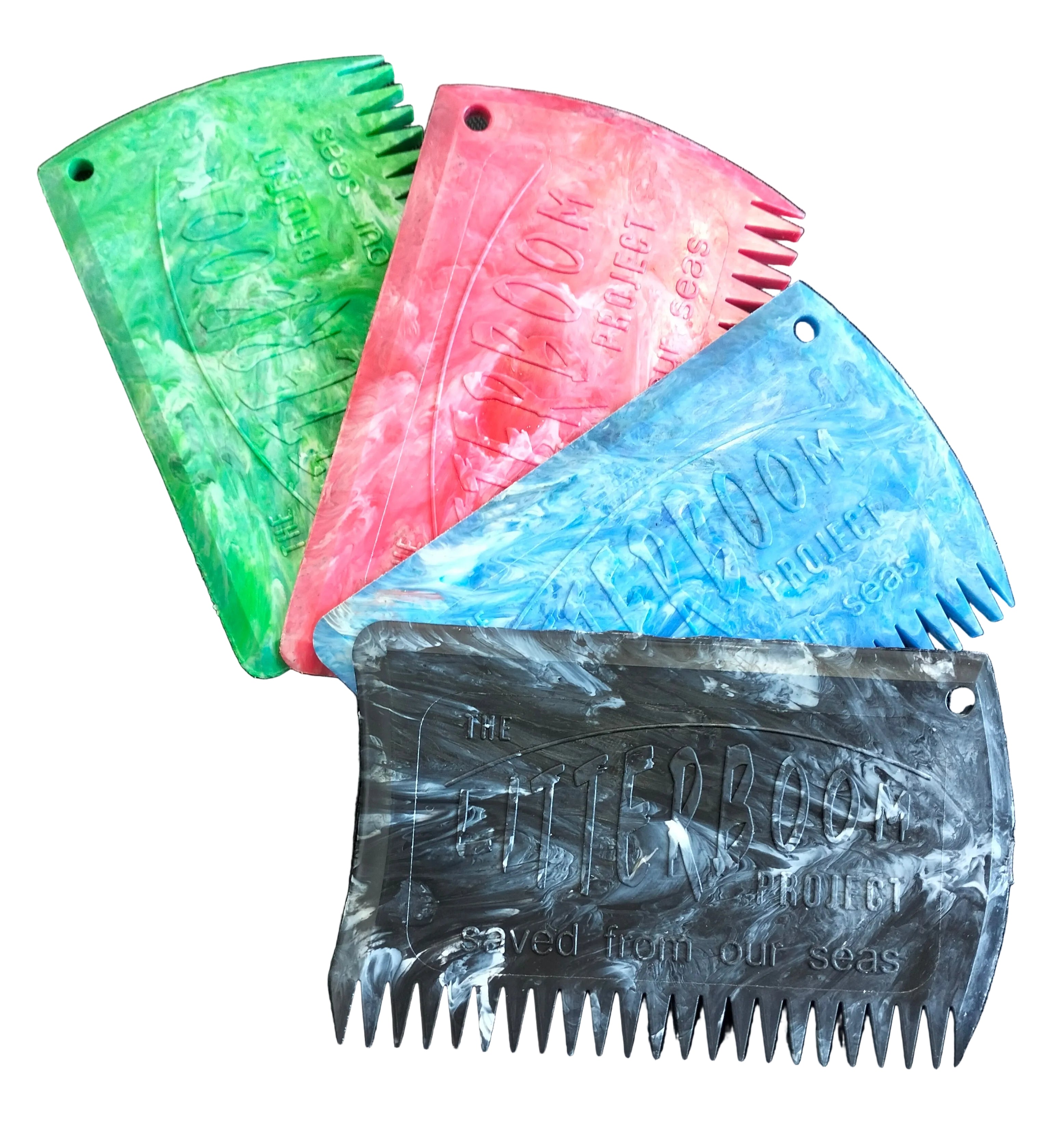 Surf wax comb made from recycled plastic taken frm rivers and beaches The Litteroom Project