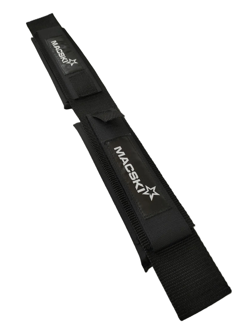 Black foots strap with MACSKI branding on a white background