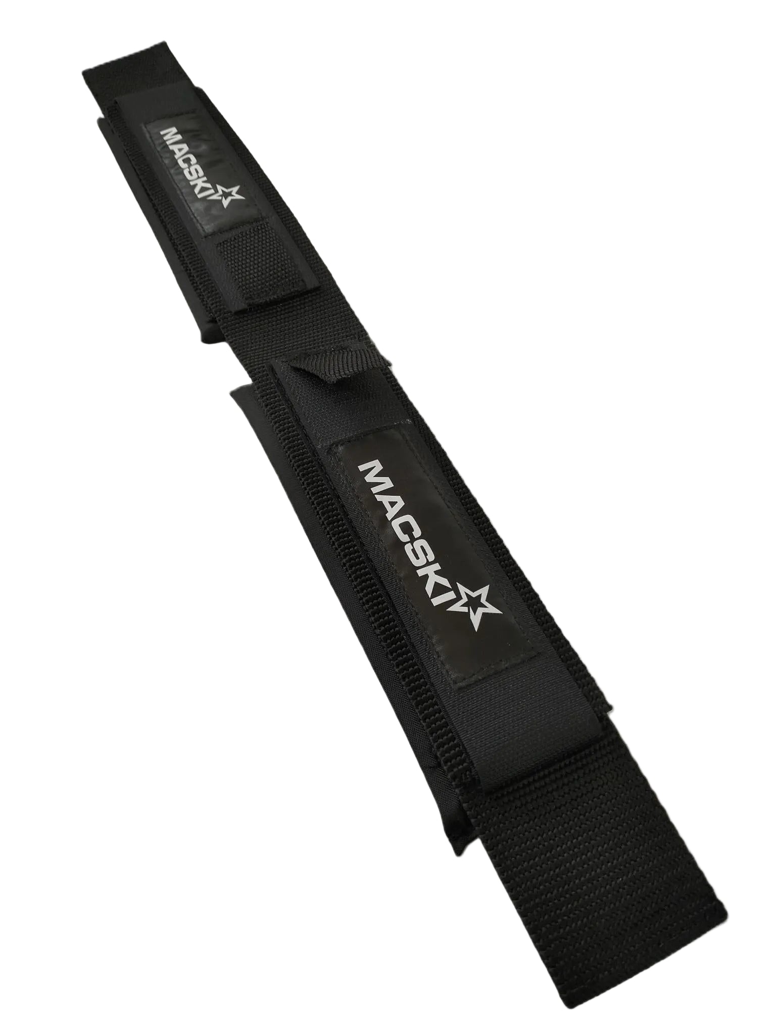 Black foots strap with MACSKI branding on a white background