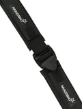 Black MACSKI strap with quick release buckle on a white background